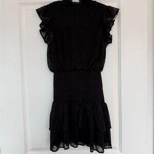Aqua Black Ruffled Mini Dress